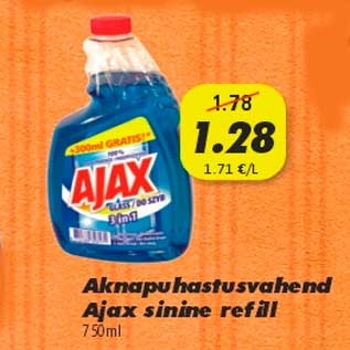 Allahindlus - Aknapuhastusvahend Ajax sinine refill 750ml