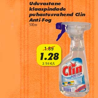 Allahindlus - Uduvastane klaaspindade puhastusvahend Clin Anti-Fog 500ml