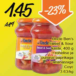 Allahindlus - Uncle Ben’s Sweet & Sour kaste, 400 g