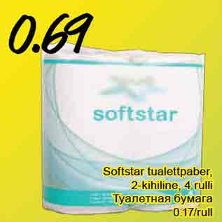 Allahindlus - Softstar tualettpaber, 2-kihiline, 4 rulli