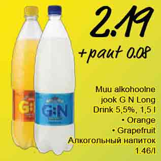 Allahindlus - Muu alkohoolne jook G N Long Drink 5,5%, 1,5 l