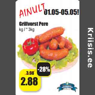 Allahindlus - Grillvorst Pere kg / * 3kg