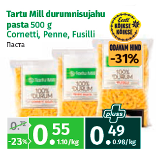 Allahindlus - Tartu Mill durumnisujahu pasta 500 g