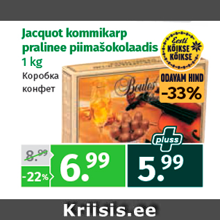 Allahindlus - Jacquot kommikarp pralinee piimašokolaadis 1 kg