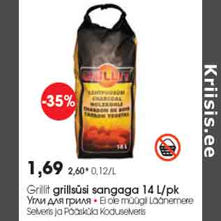 Allahindlus - Grillit grillsüsi sangaga 14 L/pk