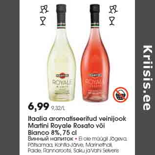 Allahindlus - Itaalia aromatiseeritud veinijook Martini Royale Rosato või Bianco 8%, 75 cl