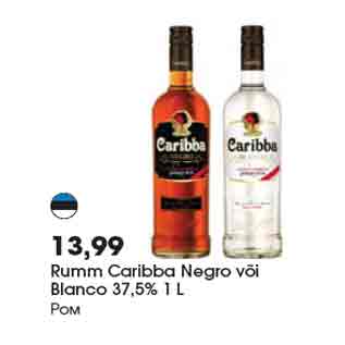 Allahindlus - Rumm Caribba Negro või Blanco 37,5% 1 L