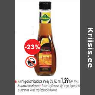 Allahindlus - Kühne palsamiäädikas Sherry 5% 250 ml