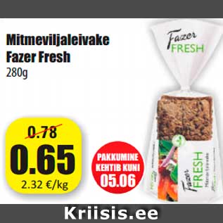 Allahindlus - Mitmeviljaleivake Fazer Fresh 280g