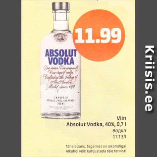 Allahindlus - Viin Absolut Vodka