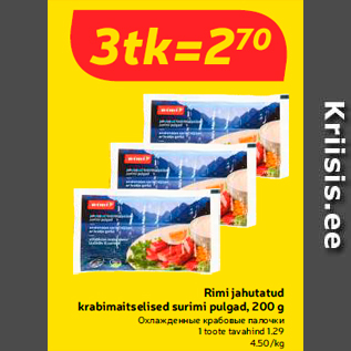 Allahindlus - Rimi jahutatud krabimaitselised surimi pulgad, 200 g