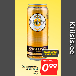 Allahindlus - Õlu Warsteiner, 4,5%, 50 cl