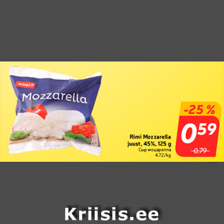 Allahindlus - Rimi Mozzarella juust, 45%, 125 g