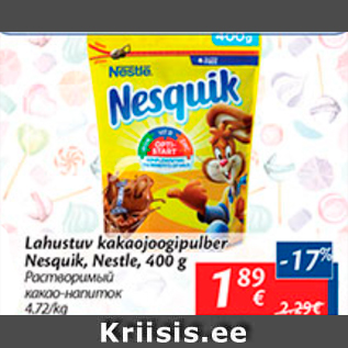 Allahindlus - Lahustuv kakaojoogipulber Nesquik, Nestle, 400 g