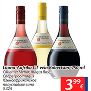 Allahindlus - Lõuna-Aafrika GT vein Robertson, 750 ml