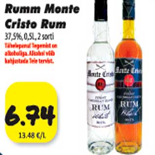 Allahindlus - Rumm Monte Cristo Rum