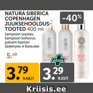 Allahindlus - NATURA SIBERICA COPENHAGEN JUUKSEHOOLDUSTOOTED 400 ml