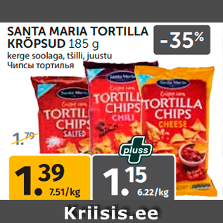 Allahindlus - SANTA MARIA TORTILLA KRÕPSUD 185 g