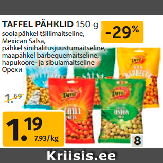 Allahindlus - TAFFEL PÄHKLID 150 g