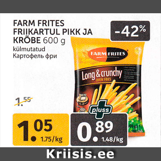 Allahindlus - FARM FRITES FRIIKARTUL PIKK JA KRÕBE 600 g