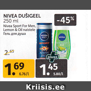 Allahindlus - NIVEA DUŠIGEEL 250 ml