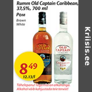 Allahindlus - Rumm Old Captain Caribbean,