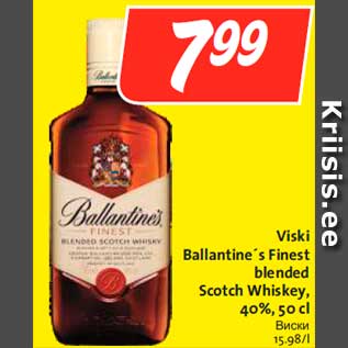 Allahindlus - Viski Ballantine´s Finest blended Scotch Whiskey 40%, 50 cl