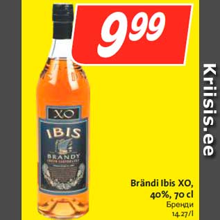 Allahindlus - Brändi Ibis XO, 40%, 70 cl