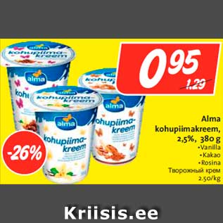 Allahindlus - Alma kohupiimakreem 2,5%, 380 g