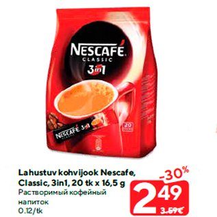 Allahindlus - Lahustuv kohvijook Nescafe, Classic, 3in1, 20 tk x 16,5 g