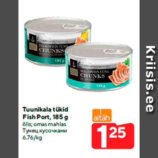 Allahindlus - Tuunikala tükid Fish Port, 185 g