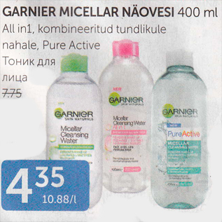 Allahindlus - GARNIER MICELLAR NÄOVESI 400 ML