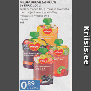 Allahindlus - MILLUPA PUUVILJASMUUTI 6+ KUUD 100 G