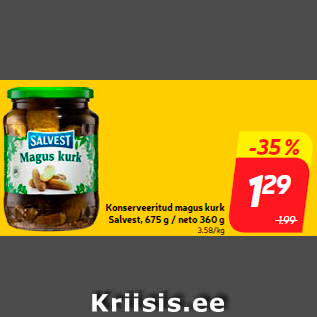 Allahindlus - Konserveeritud magus kurk Salvest, 675 g / neto 360 g