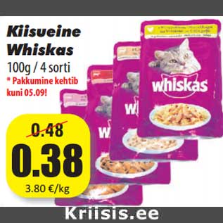 Allahindlus - Kiisueine Whiskas 100g / 4 sorti