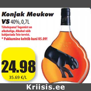 Allahindlus - Konjak Meukow VS40%, 0,7L