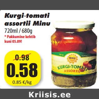 Allahindlus - Kurgi-tomati assortii Minu 720ml / 680g