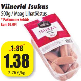 Allahindlus - Viinerid Isukas 500g / Maag Lihatööstus