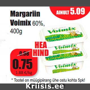 Allahindlus - Margariin Voimix 60%, 400g