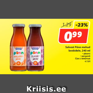 Allahindlus - Salvest Põnn mehud beebidele, 240 ml