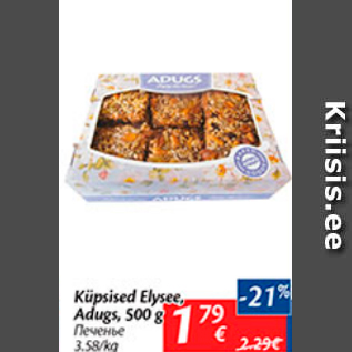 Allahindlus - Küpsised Elysee Adugs, 500 g