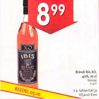 Allahindlus - Brändi Ibis ХО,4О%,70cl