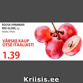 Allahindlus - ROOSA VIINAMARI RED GLOBE, kg