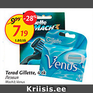 Allahindlus - Terad Gillette, 4 tk