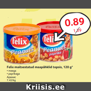 Allahindlus - Felix maitsestatud maapähklid topsis, 120 g*