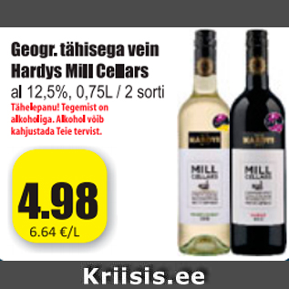 Allahindlus - Geogr. tähisega vein Hardys Mill Cellars