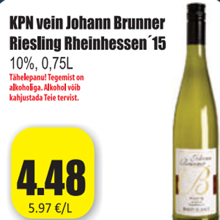 Allahindlus - KPN vein Johann Brunner Riesling Rheinhessen 15