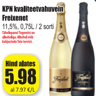 Allahindlus - KPN kvaliteetvahuvein Freixenet