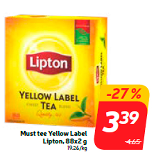 Allahindlus - Must tee Yellow Label Lipton, 88x2 g