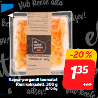 Allahindlus - Kapsa-porgandi toorsalat Rimi kokkadelt, 300 g